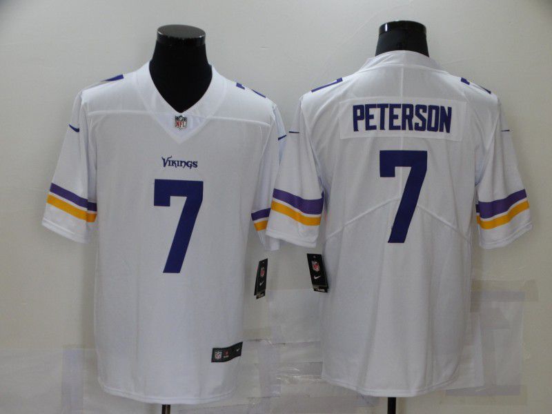 Men Minnesota Vikings 7 Peterson White Nike Vapor Untouchable Limited 2021 NFL Jersey